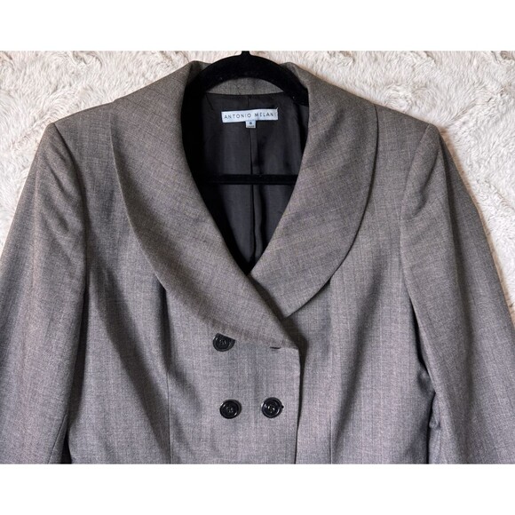 Antonio Melani Blazer Jacket 8 Lined Gray Double Breasted Career Business - Picture 4 of 11